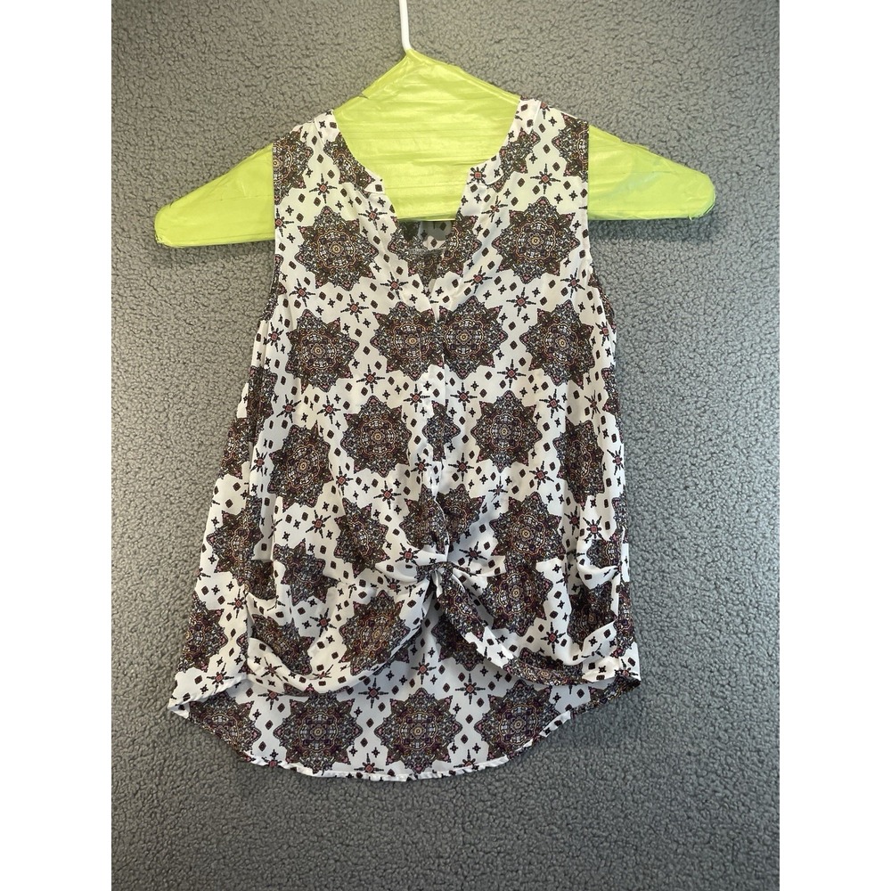 Pink‎ Rose Sleeveless Tank Top Womens Large White & Black  Casual